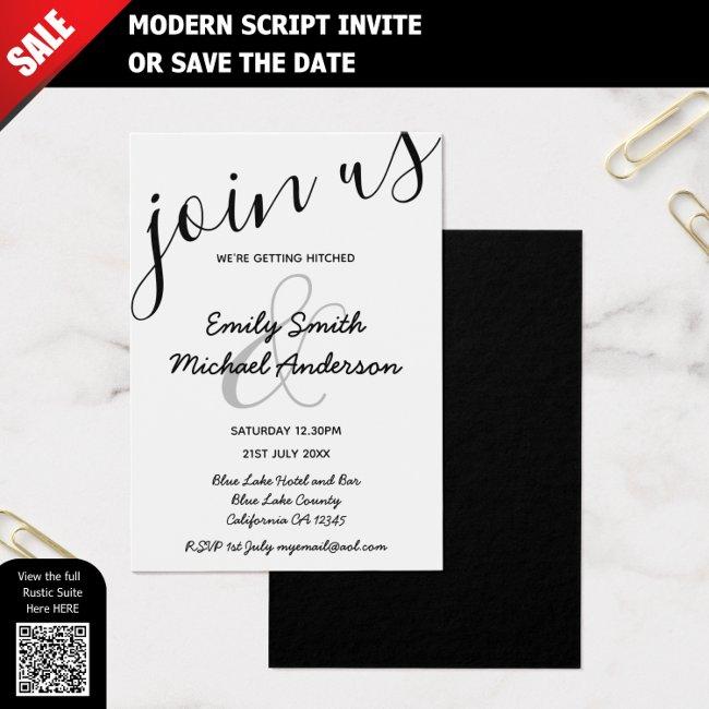 100 Low Budget Black White Small Wedding Invite