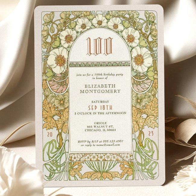 100th Birthday Invitation Art Nouveau By Mucha