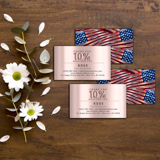 10% Off Discount Logo Thank Rose Us American Flag Appointment Invitations
