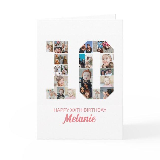 10th Birthday Number 10 Photo Collage Personalized Invitations