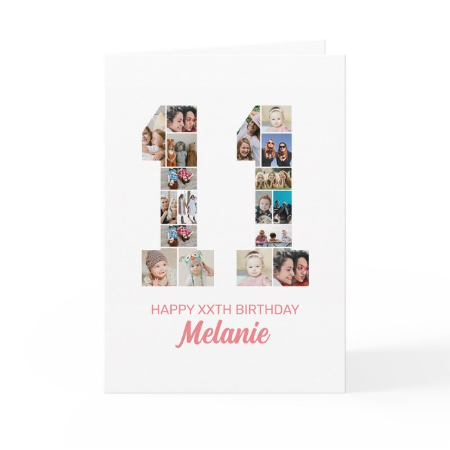 11th Birthday Number 11 Photo Collage Personalized Invitations