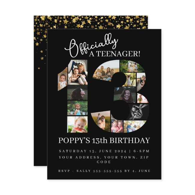 13th Birthday Officially A Teenager Photo Collage Invitation Postinvitations