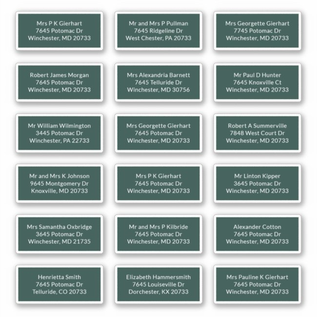 18 Recipient Name Wedding Mailing Address Labels