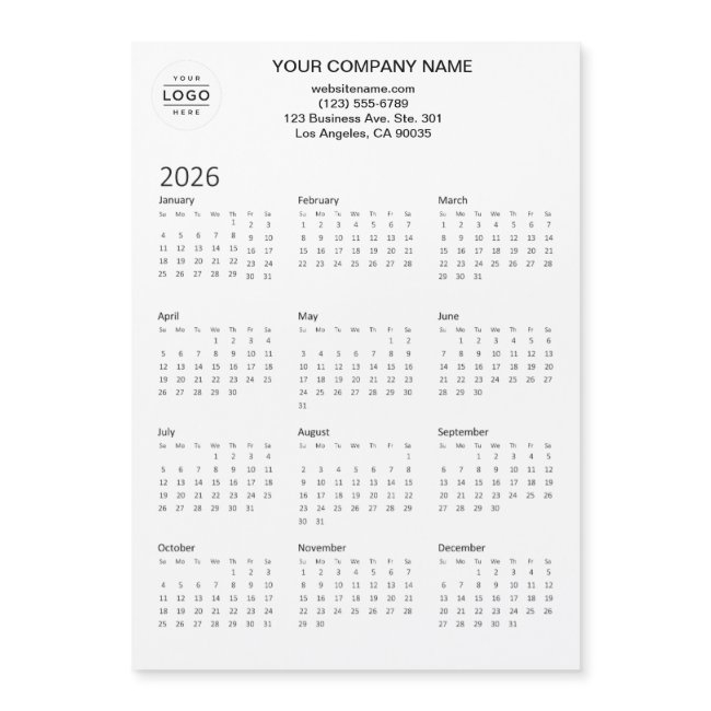 2026 Custom Company Logo Magnetic Calendar Invitations