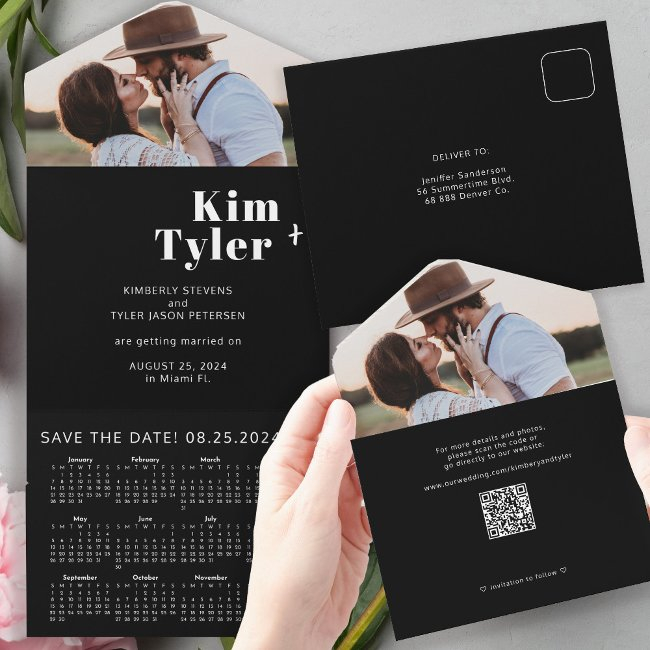 2026 Wedding Calendar Photo Unique Save Date Qr All In One Invitation