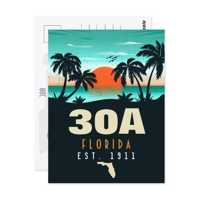 30a Route Florida Retro Sunset Souvenirs 60s Postinvitations
