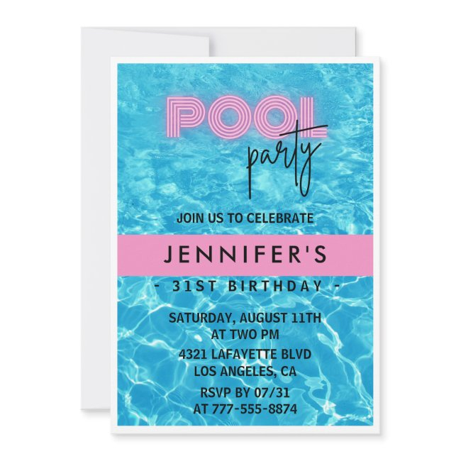 31st Birthday Invitations Pool Party Summer
