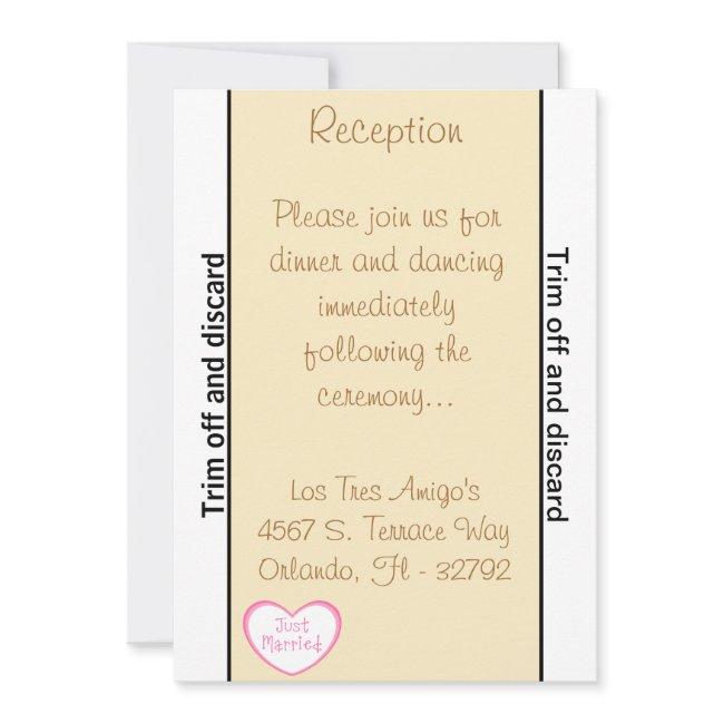 3.5 X 7 Reception Just Got Married Cou Invitation