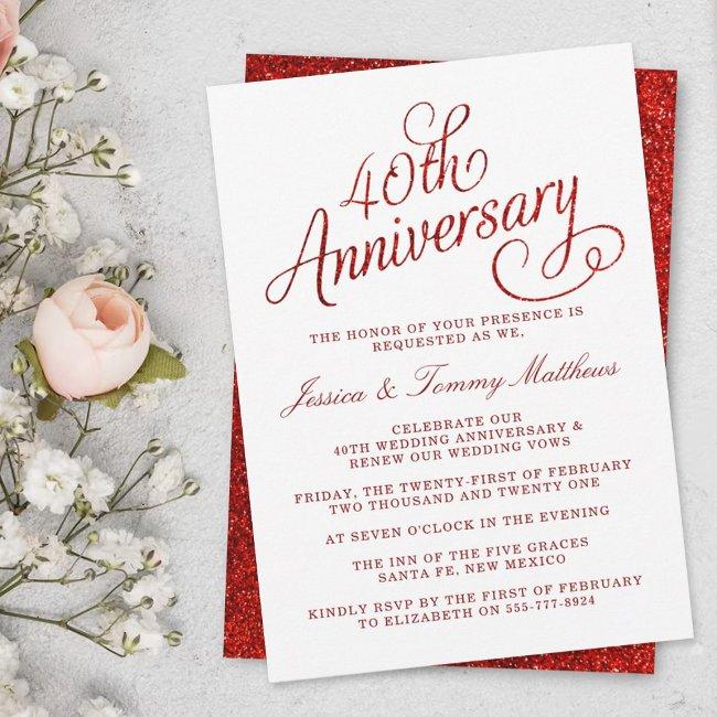 40th Ruby Wedding Anniversary Invitation
