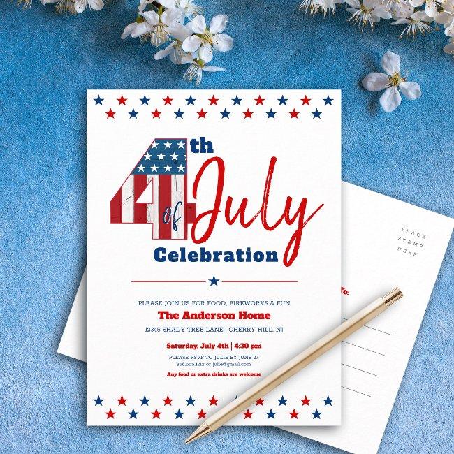 4th Of July Modern Bold Rustic Wood Usa Flag Invitation Postinvitations