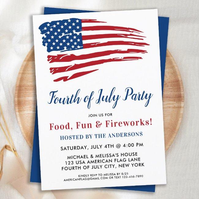 4th Of July Party Patriotic American Flag  Invitation