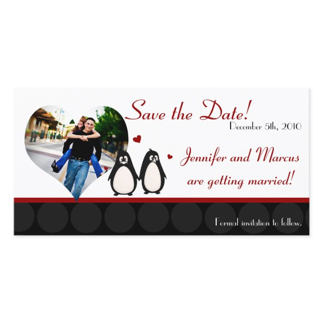 4x8 Engagement Announcement Penguin Love Couple Ma