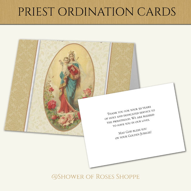 50th Anniversary Ordination Blessed Virgin Mary Invitations