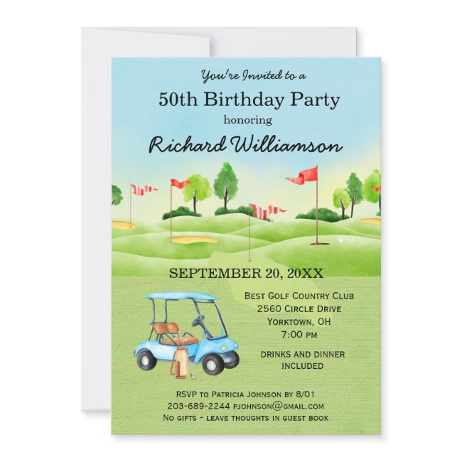 50th Birthday Party Men's Golf Theme Party  Invitation