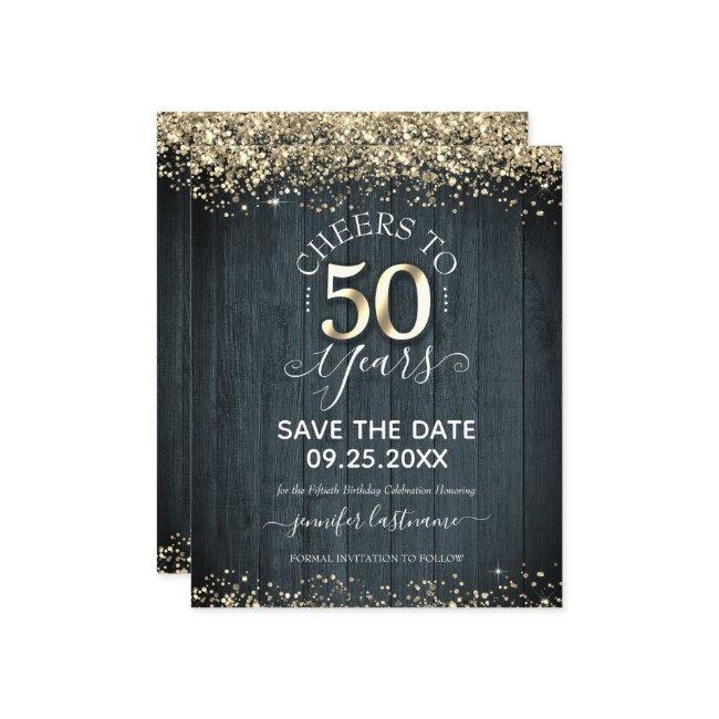 50th Gold Birthday Save The Date Budget Invitation