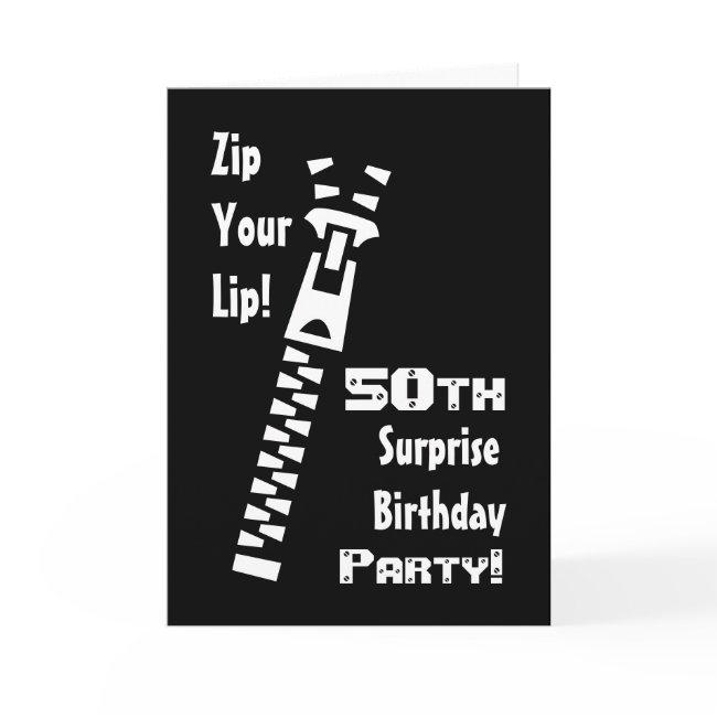 50th Surprise Birthday Party Invitation - Zipper