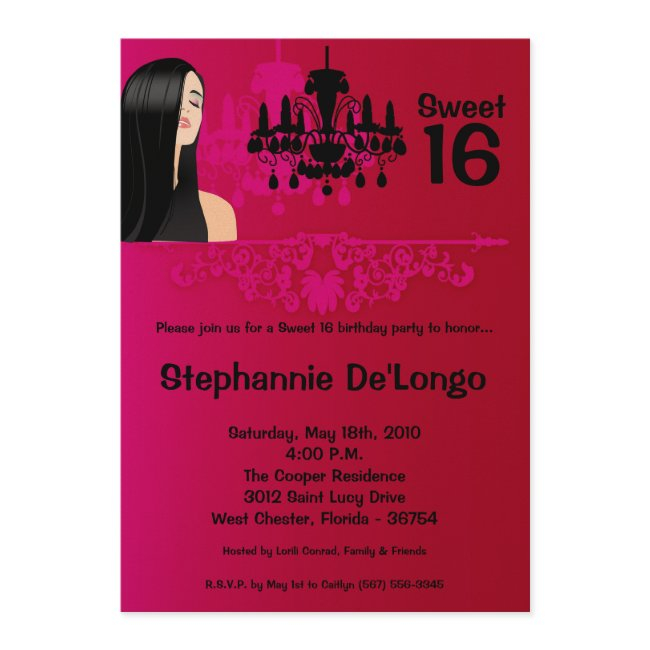 Sassy Girl Sweet 16 Birthday Invitation
