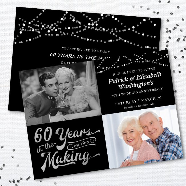 60 Years In The Making Then & Now Anniversary Invitation