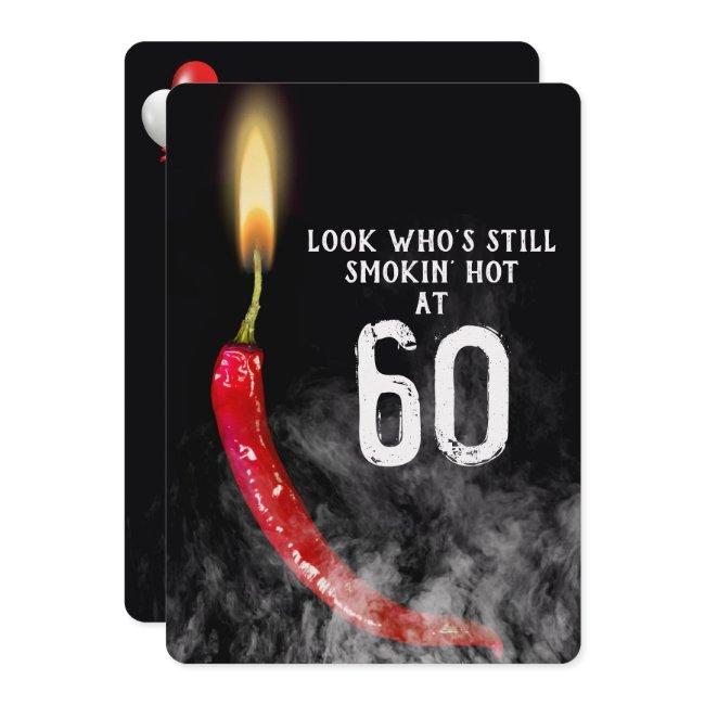 60th Birthday Red Hot Pepper Candle  Invitation