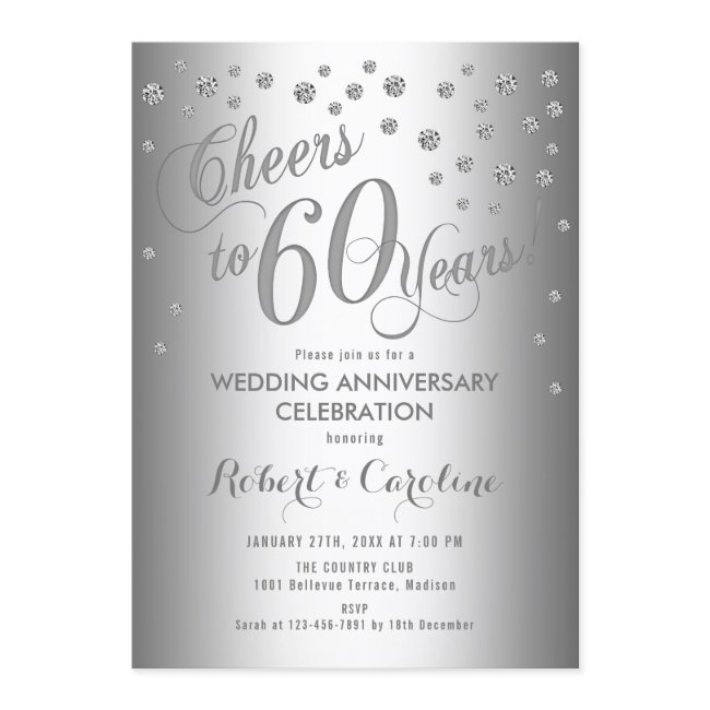 60th Wedding Anniversary Invitation - Silver White