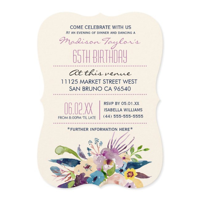 65th Birthday Elegant Bouquet Invitation