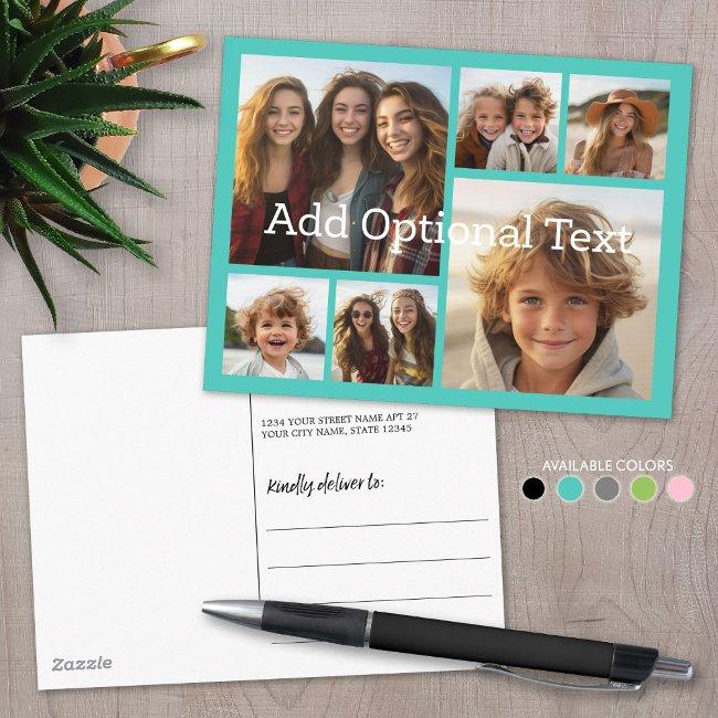 6 Photo Collage Optional Text -- Can Edit Blue Postinvitations