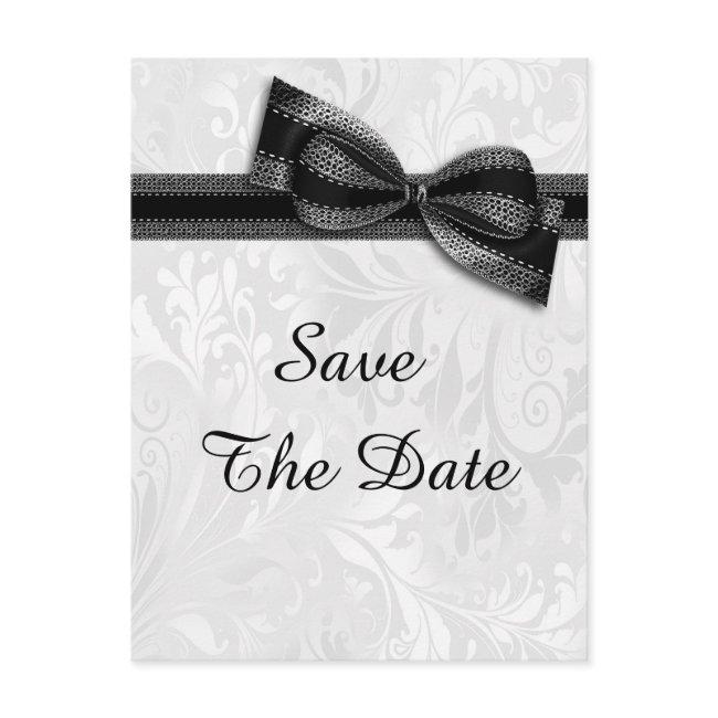 75th Birthday Damask And Faux Bow Save The Date Announcement Postinvitations