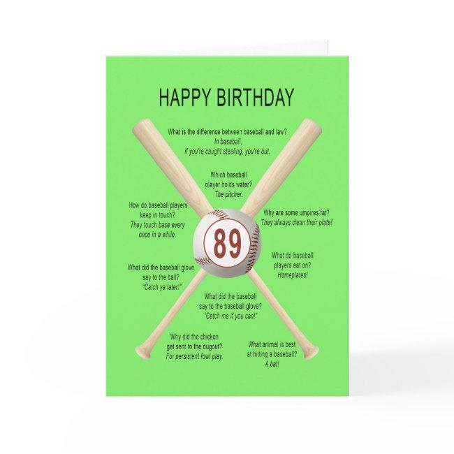 89th Birthday Baseball Jokes Invitations
