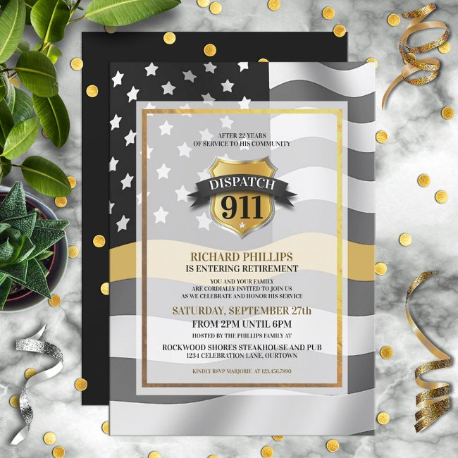 911 Dispatcher Retirement Party Invitation