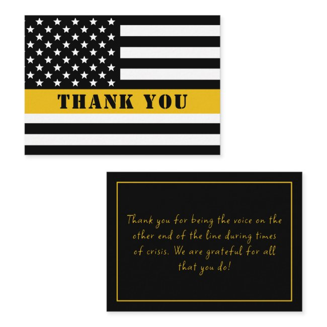 911 Dispatcher Thin Gold Line Flag Appreciation Note Invitations