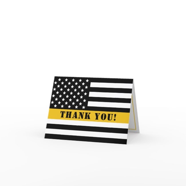 911 Dispatcher Thin Gold Line Flag Appreciation Thank You Invitations