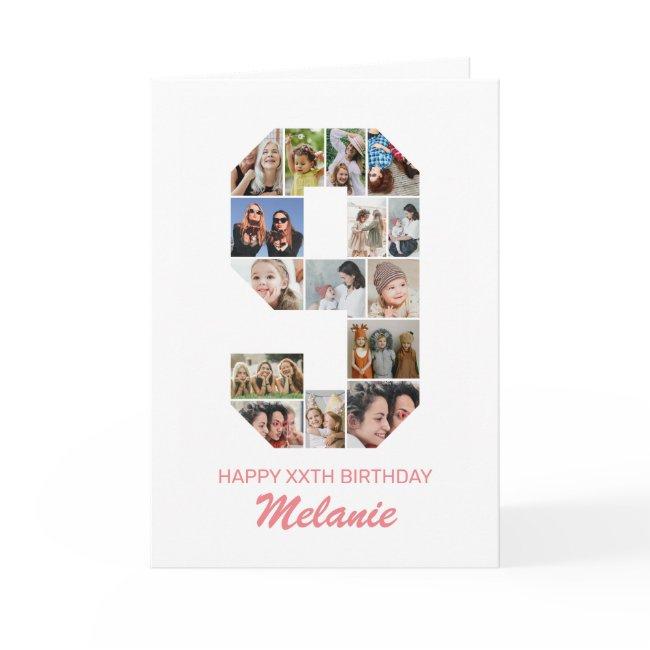 9th Birthday Number 9 Photo Collage Personalized Invitations