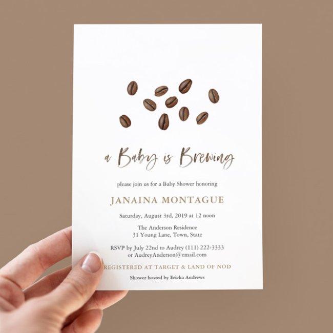 A Baby Is Brewing Coffee Minimalist Baby Shower Invitation