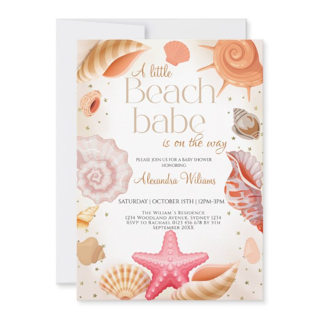 A Little Beach Babe Baby Shower Party Invitation