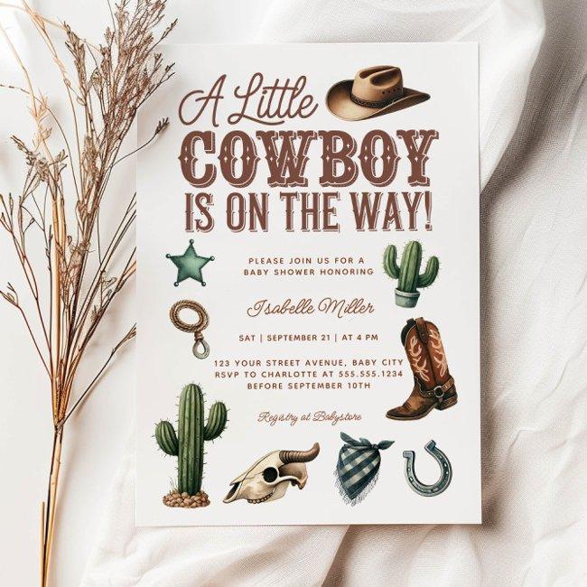 A Little Cowboy Western Boy Baby Shower Invitation