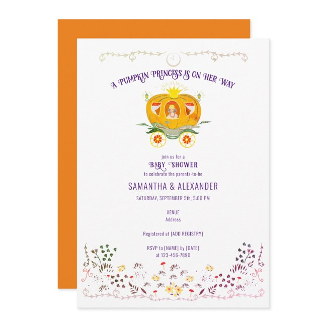 A Little Pumpkin Princess Wildflower Baby Shower Invitation