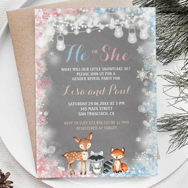 A Little Snowflake Is On The Way Gender Reveal Invitation
