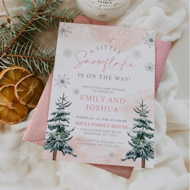 A Little Snowflake Is On The Way Shower Invitation