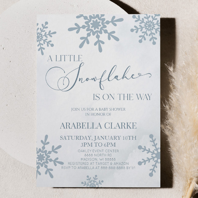 A Little Snowflake Winter Wonderland Baby Shower Invitation