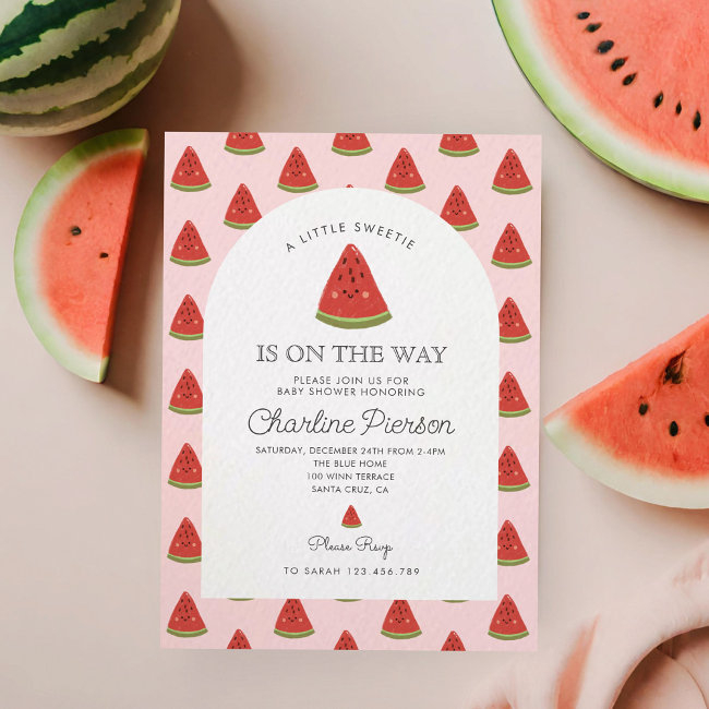 A Little Sweetie Melon Is On The Way Baby Shower Invitation