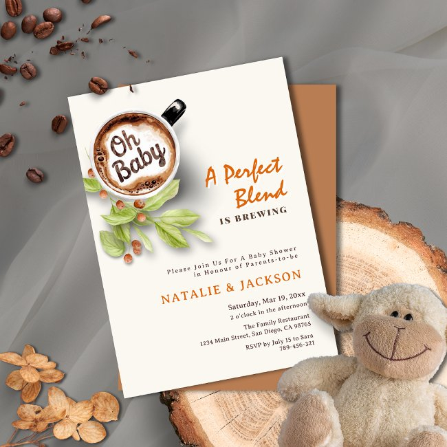 A Perfect Blend Is Brewing Coffee Baby Shower Invitation