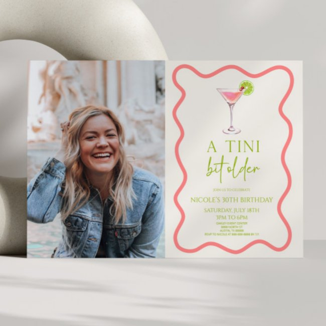 A Tini Bit Older Pink Martini Birthday Party Invitation