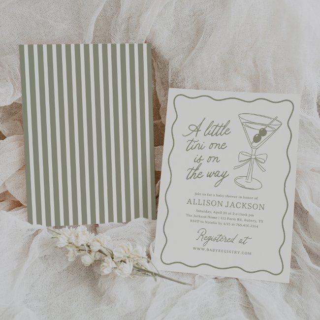 A Tini One Is On The Way Martini Baby Shower Invitation