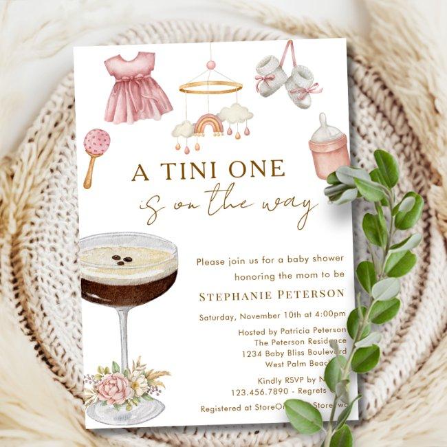 A Tini One On The Way Espresso Martini Baby Shower Invitation