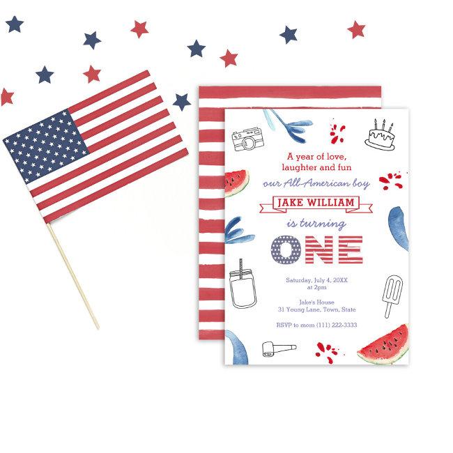 A Year Of Love Laughter And Fun All-american Party Invitation