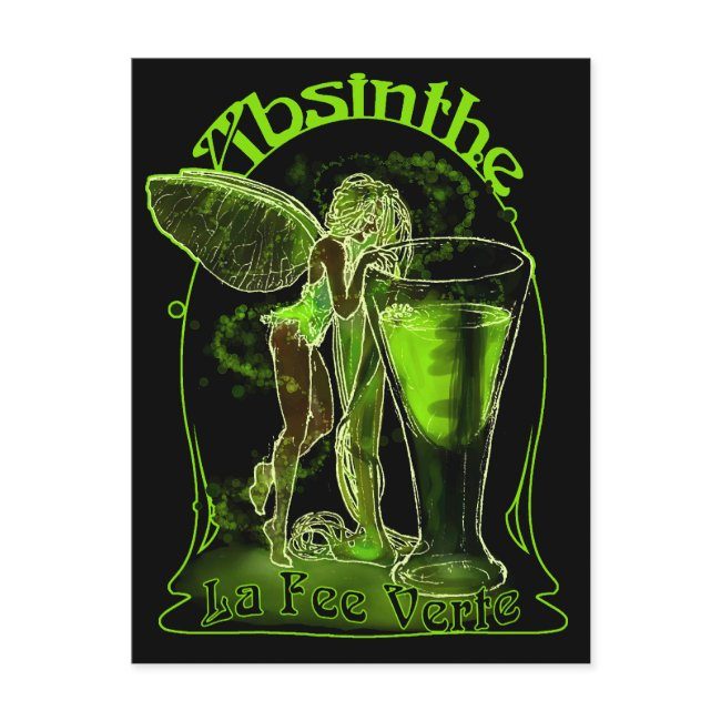 Absinthe La Fee Verte Fairy With Glass Postinvitations