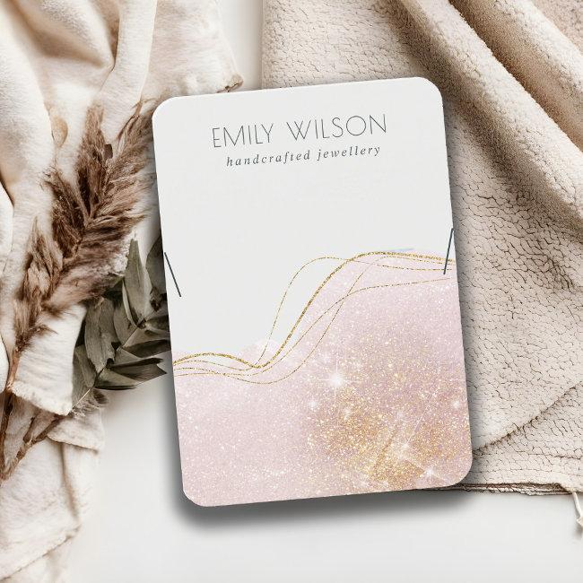 Abstract Blush Gold Glitter Shiny Necklace Display Business Invitations