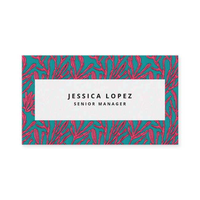 Abstract Bold Pink And Teal Coral Pattern Business Invitations