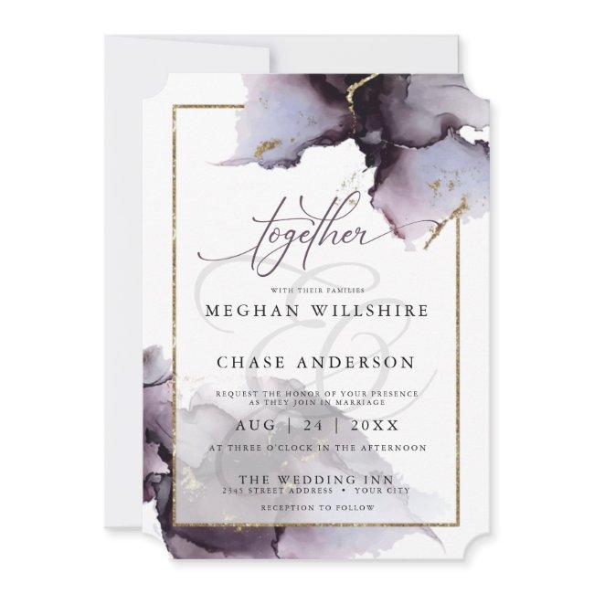 Abstract C Muted Amethyst Heather Purple Wedding Invitation