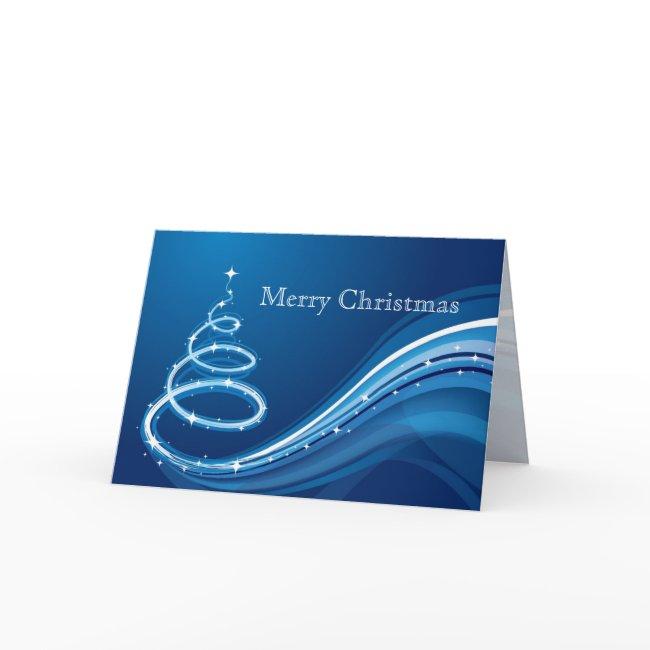Abstract Christmas Tree In White And Blue Holiday Invitations
